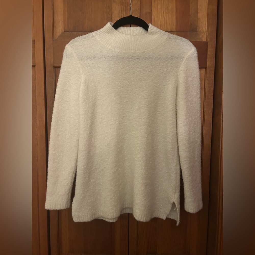Calvin Klein Women’s Sz S White/Cream Textured Old Money Classic Minimal Sweater